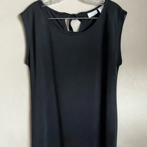 Sigrid Olsen Black Sleeveless Swing Dress Modal A-Line Pullover Back Bow Small - Picture 4 of 13